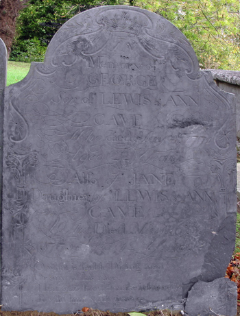 George Cave  - monument. Click for larger image in new window