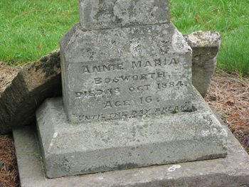 Annie Maria Bosworth - monument. Click for larger image in new window