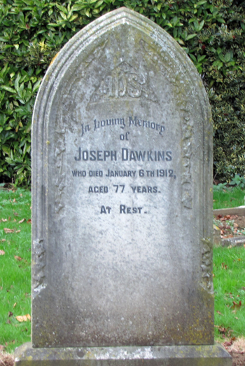 Joseph Dawkins - monument. Click for larger image in new widow