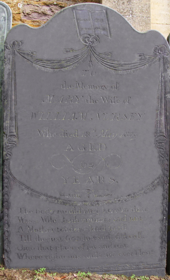 Mary Nursey, nee Watson - monument. Click for larger image in new window