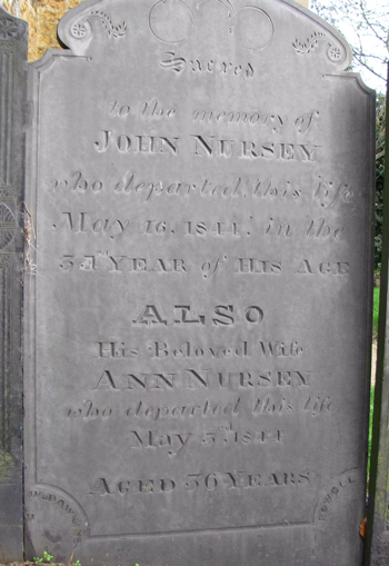 John and Ann Nursey - monument. Click for larger image in new window