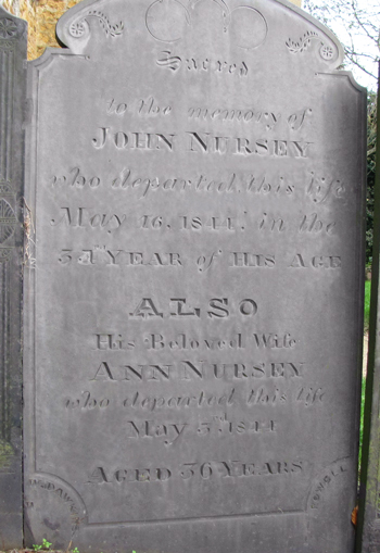 John and Ann Nursey - monument. Click for larger image in new window