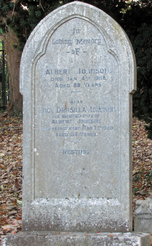Albert Johnson - monument. Click for larger image in new widow