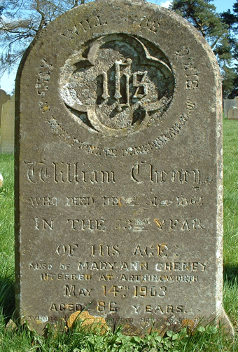 William Cheney - monument. Click for larger image in new window