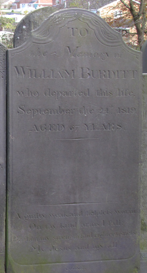 William Burditt - monument. Click for larger image in new window