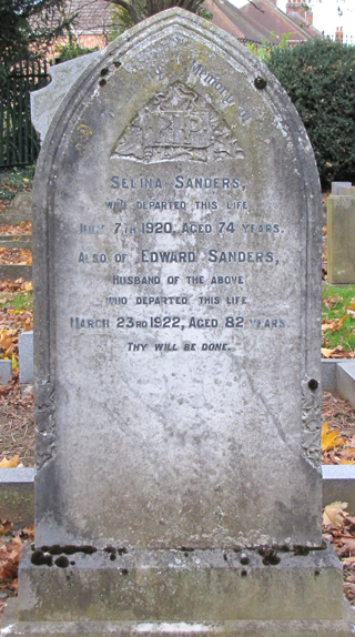 Selina Sanders, nee Marlow - monument. Click for larger image in new widow