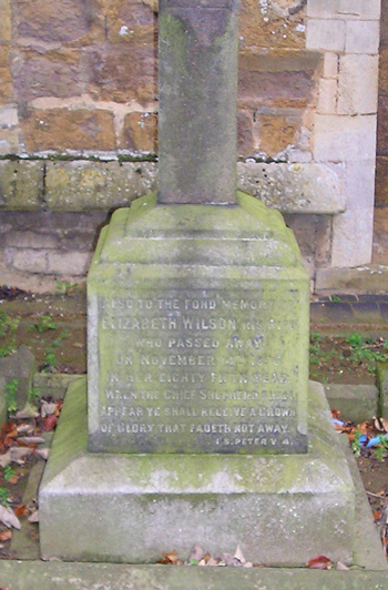 Elizabeth Wilson, nee Hodgson - monument. Click for larger image in new window