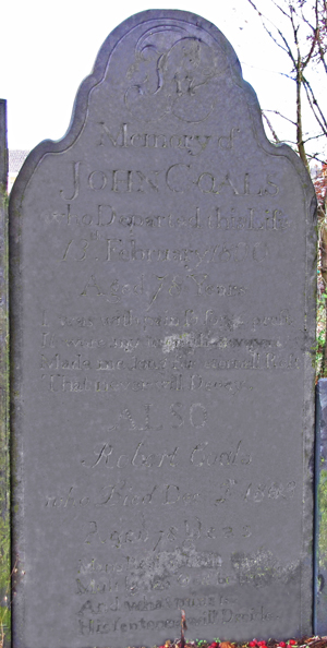 John Coals - monument. Click for larger image in new window