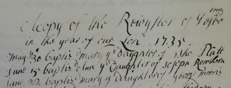 Entry from Parish Register