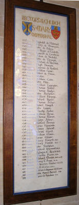 Chart of Rectors of Meppershall Church